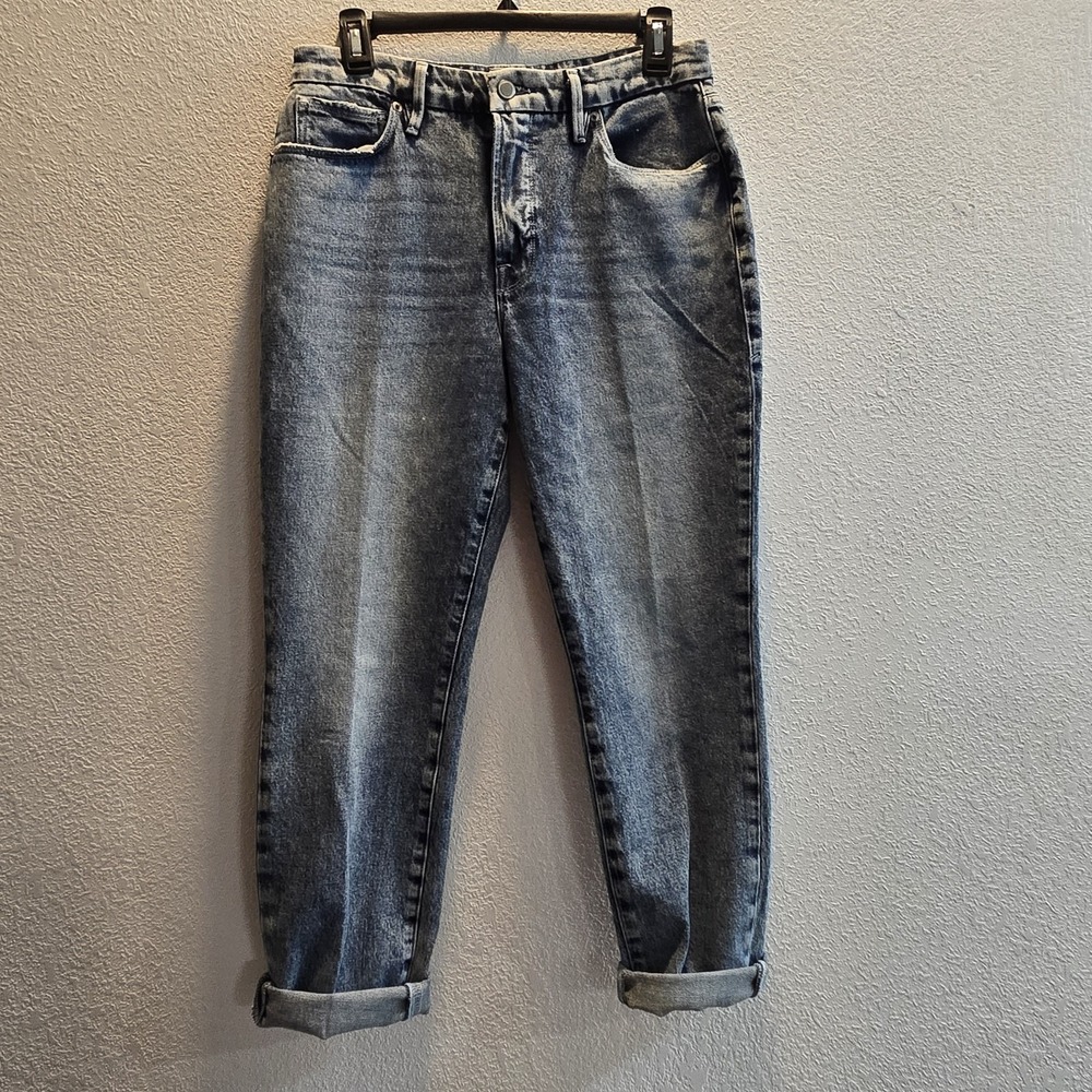 Good American High Rise Straight Jeans Women Size 2 / 26 Acid Wash Denim - Picture 8 of 13